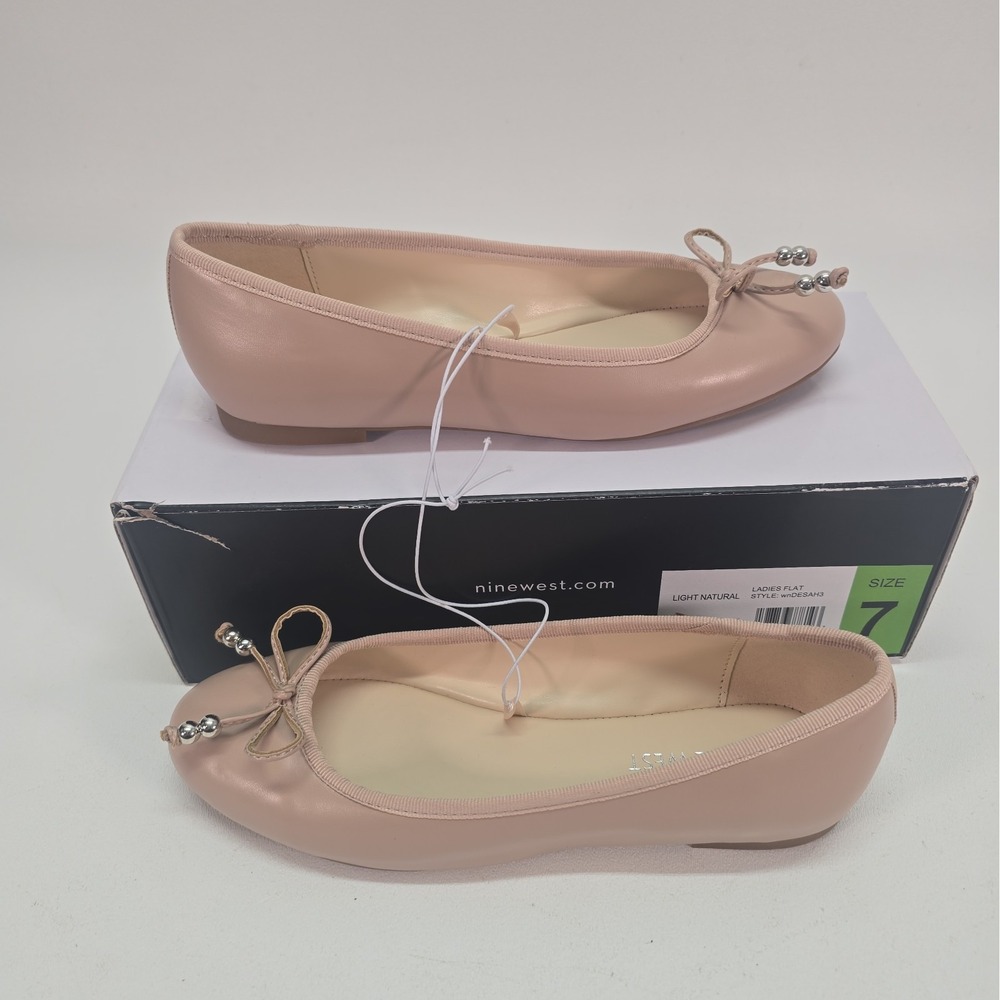 Nine West Women's Sleek Slip-On Ballet Flat with Rubber Sole (Light Natural, 7)